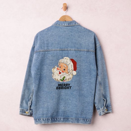 MERRY & BRIGHT  Retro Jolly Kerstmis Denim Jacket (Hangar)
