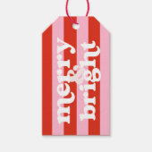 Merry & Bright Retro Kerstcadeau Label Cadeaulabel (Voorkant)