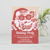 Merry Bright Retro Santa Kerstparty Kaart (Staand voorkant)