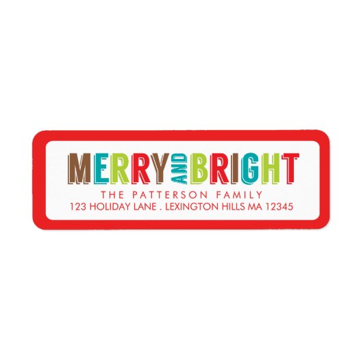 Merry & Bright Salutations Étiquette de adresse de (Devant)