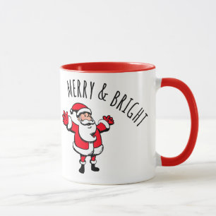 Merry & Bright Santa 11 oz Two-Tone Mok