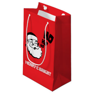 Merry & Bright Santa Gift Bag - Kerstvakantie Klein Cadeauzakje