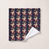 Merry Bright Santa Holding Lantern Illustration (Gant de toilette)