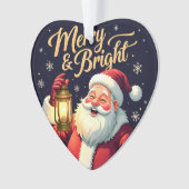 Merry Bright Santa Holding Lantern Illustration (devant)