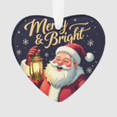 Merry Bright Santa Holding Lantern Illustration (devant)