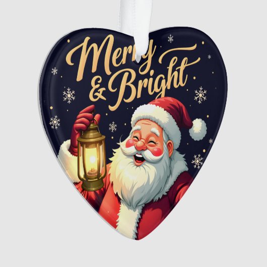 Merry Bright Santa Holding Lantern Illustration (devant)