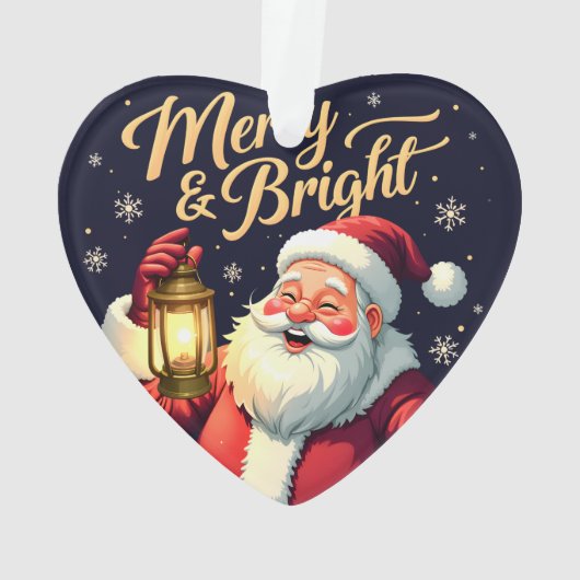 Merry Bright Santa Holding Lantern Illustration (dos)