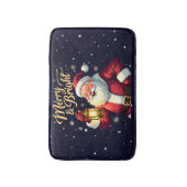 Merry Bright Santa Holding Lantern Illustration Badmat (Voorkant Verticaal)