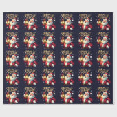 Merry Bright Santa Holding Lantern Illustration Cadeaupapier (Vlak)