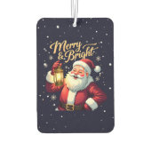 Merry Bright Santa Holding Lantern Illustration Luchtverfrisser (Achterkant)
