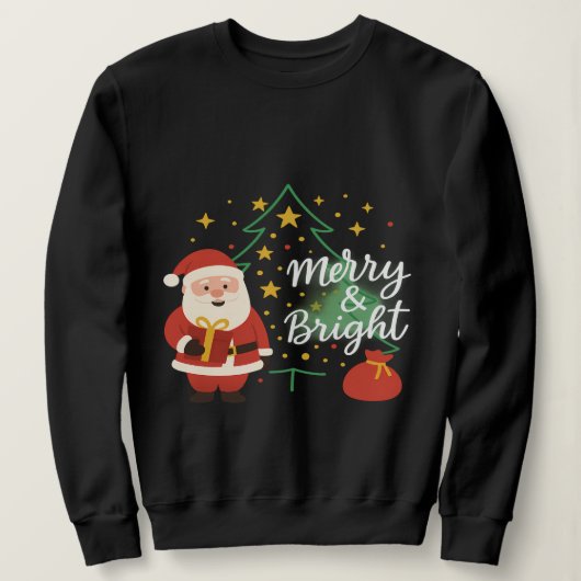 Merry & Bright Santa Xmas Tree Sweatshirt Gift (Design devant)