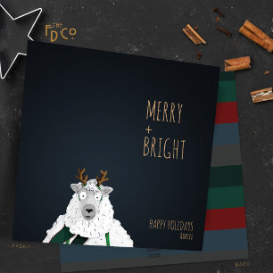 “Merry + Bright” Schattig Schaap Feestdagenkaart