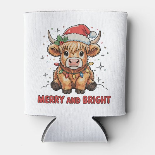 Merry & Bright Schattige Highland Baby Koe Kerst Blikjeskoeler (Voorkant)