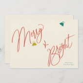 Merry & Bright script en foto ornamenten ontwerp Kaart (Voorkant / Achterkant)