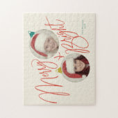 Merry & Bright script en foto ornamenten ontwerp Legpuzzel (Verticaal)