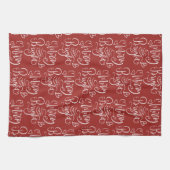 Merry & Bright Script Kalligrafie Red Christmas Theedoek (Horizontaal)
