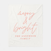 Merry & Bright script tekst rood en wit Kerstmis Fleece Deken (Voorkant)