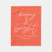 Merry & Bright script tekst rood en wit Kerstmis Fleece Deken (Voorkant)
