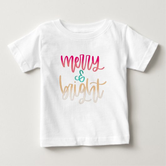 Merry & Bright Shirt met kerstklep (Voorkant)