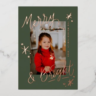 Merry & Bright Sneeuwvlok Letter Foto Overlay Folie Feestdagenkaart
