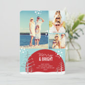 Merry & Bright Snow Trees Stars Carte photo de vac (Debout devant)