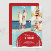 Merry & Bright Snow Trees Stars Carte photo de vac (Devant / Derrière)