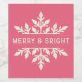 Merry & Bright Snowflake Wijnlabel | Roze Wijn Etiket (Enkel label)