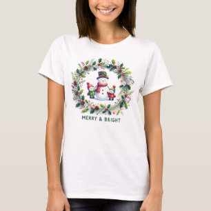 "Merry & Bright" Snowman en kinder T-shirt