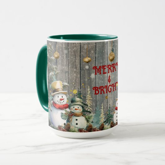 Merry & Bright Snowman Mug (Devant gauche)