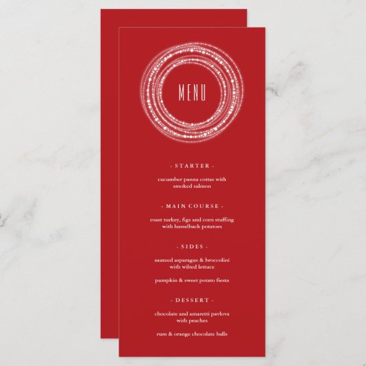 Merry & Bright Sparking Lights Chic Holiday Party Menu (Voorkant / Achterkant)