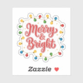 Merry & Bright Sparkling Christmas String Lights Sticker (Vel)