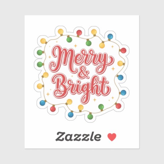 Merry & Bright Sparkling Christmas String Lights  Sticker (Vel)
