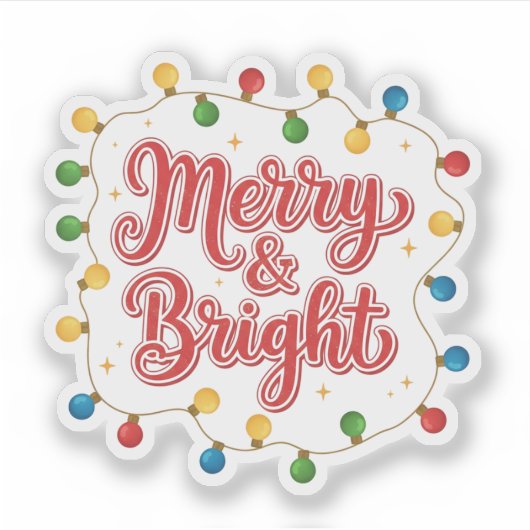 Merry & Bright Sparkling Christmas String Lights Sticker (Voorkant)