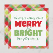 Merry & Bright Teachers Dank je Kaart (Voorkant / Achterkant)