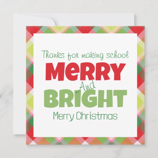 Merry & Bright Teachers Dank je Kaart (Voorkant)
