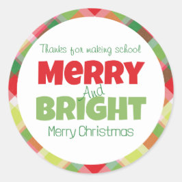 Merry & Bright Teachers Dank u Sticker