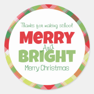 Merry & Bright Teachers Dank u Sticker