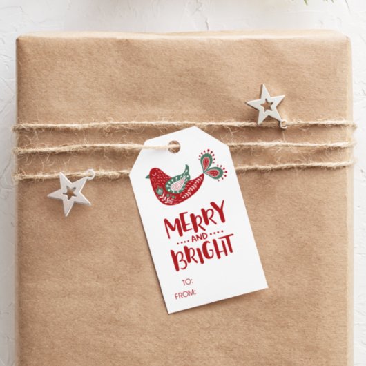 Merry & Bright TO/From Bird Gift Label Cadeaulabel