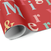 Merry & Bright typografie rode kleur Cadeaupapier (Rol Hoek)