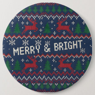 Merry & Bright Ugly Christmas Sweater Ronde Button 6,0 Cm