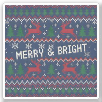 Merry & Bright Ugly Christmas Sweater Sticker