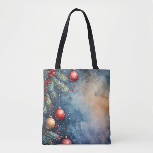 Merry & Bright Waterverf Canvas tas (Voorkant)