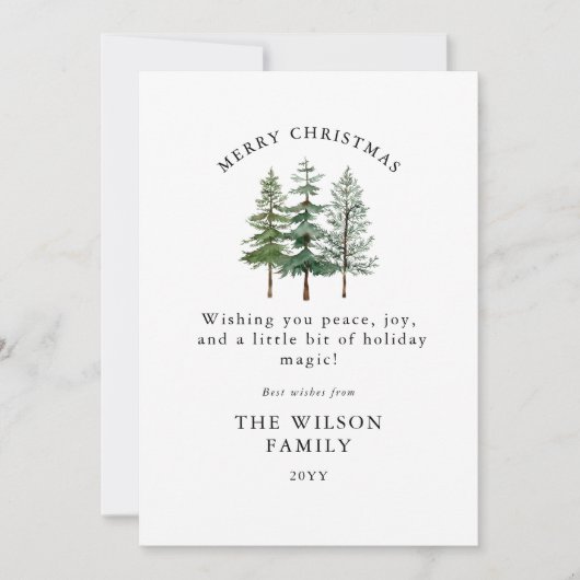 Merry & Bright – Waterverf Forest Kerstmis Kaart (Voorkant)