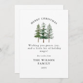 Merry & Bright – Waterverf Forest Kerstmis Kaart (Voorkant / Achterkant)