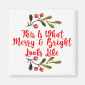 Merry Bright Waterverf Holly Christmas Decor Magneet (Voorkant)
