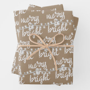 Merry & Bright White-kerstboomverlichting Kraft Inpakpapier Vel