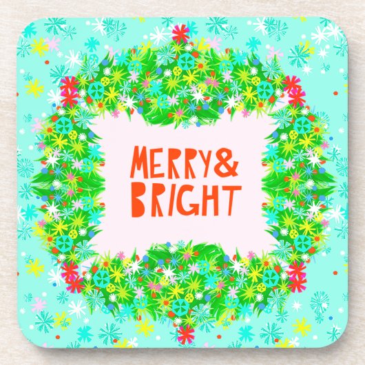 Merry & Bright Wreath Bier Onderzetter (Voorkant)