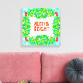 Merry & Bright Wreath Canvas Afdruk (Insitu (Woonkamer))