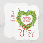 Merry & Bright Wreath Feestdagenkaart (Voorkant / Achterkant)