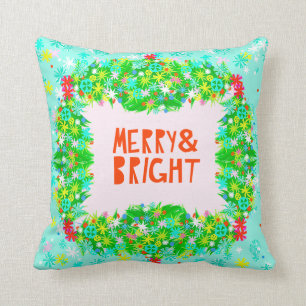 Merry & Bright Wreath Kussen